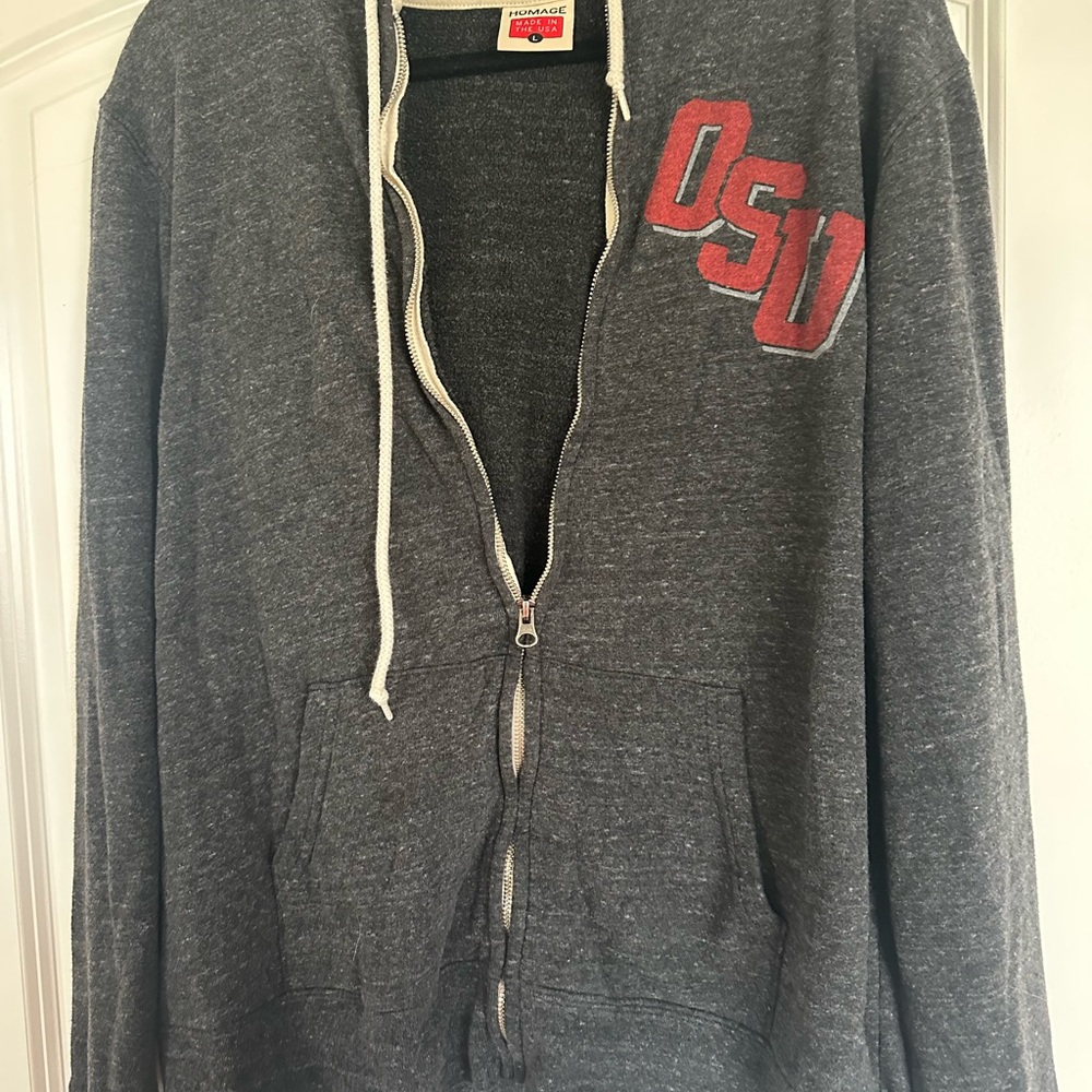 HOMAGE Gray OSU Zip-Up Hoodie